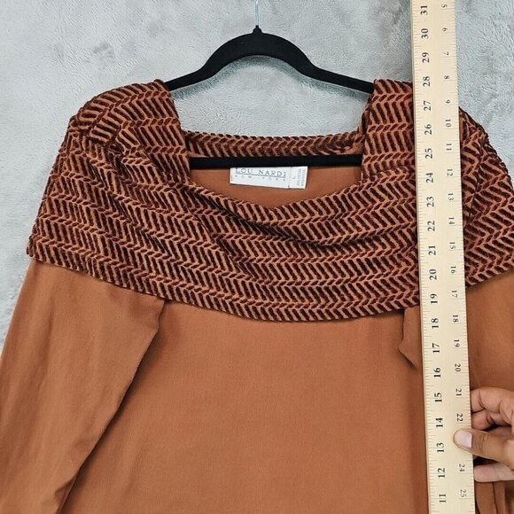 Vintage Lou Nardi Top Womens Size L Brown Shoulder Pads Square Neck Made In USA - Picture 4 of 7